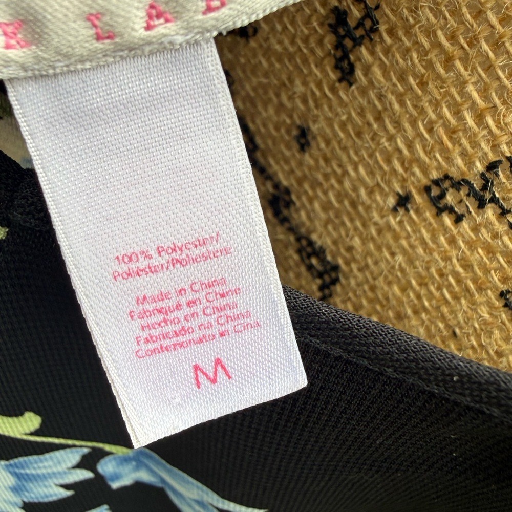 Oscar de la Renta The Label Vintage Black Chemise with Blue Floral Women's M - Picture 5 of 6